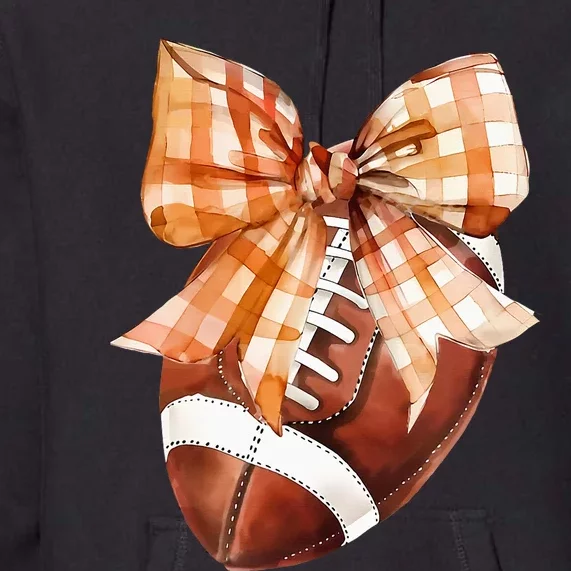 Coquette Bow American Football Autumn Thanksgiving Game Day Premium Hoodie