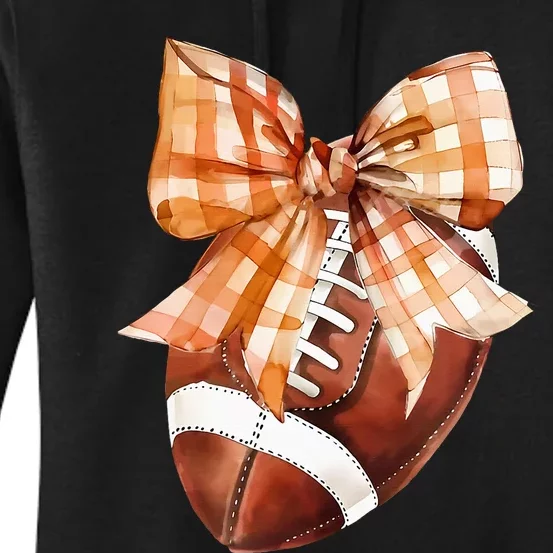 Coquette Bow American Football Autumn Thanksgiving Game Day Women's Pullover Hoodie