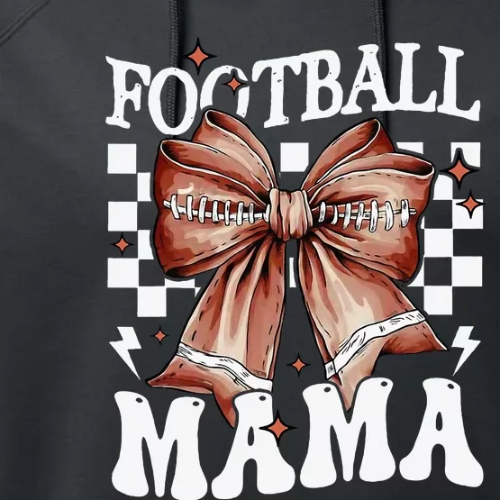 Coquette Bow American Football Mama Thanksgiving Autumn Fall Performance Fleece Hoodie