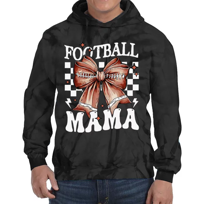 Coquette Bow American Football Mama Thanksgiving Autumn Fall Tie Dye Hoodie