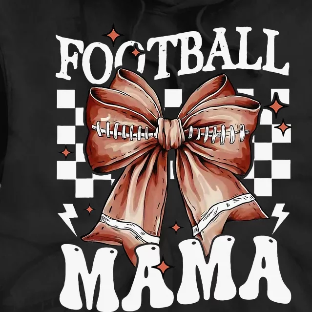 Coquette Bow American Football Mama Thanksgiving Autumn Fall Tie Dye Hoodie