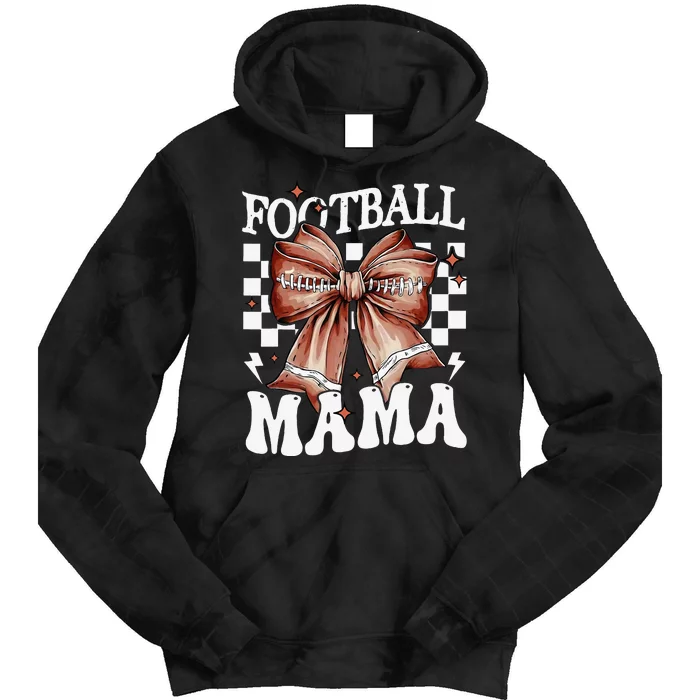 Coquette Bow American Football Mama Thanksgiving Autumn Fall Tie Dye Hoodie