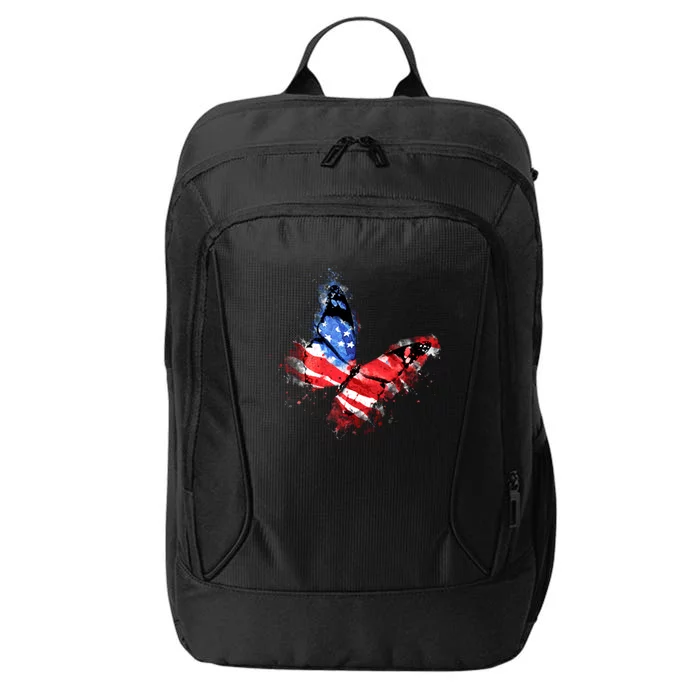 Cute Butterfly American Flag 4th Of July Gift City Backpack