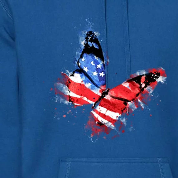 Cute Butterfly American Flag 4th Of July Gift Premium Hoodie