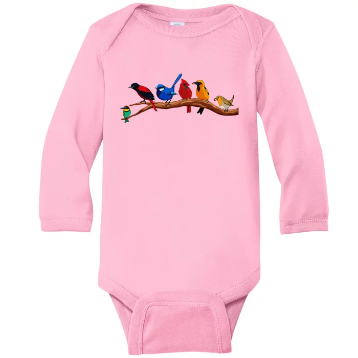 Cute Bird Art Nerd Birdwatcher Bird Watching Baby Long Sleeve Bodysuit