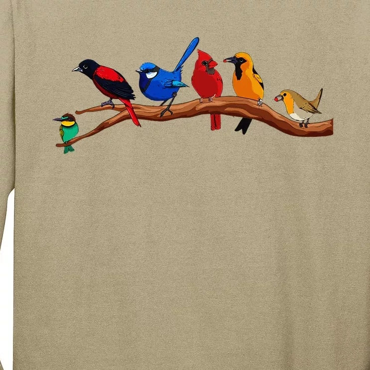 Cute Bird Art Nerd Birdwatcher Bird Watching Tall Long Sleeve T-Shirt