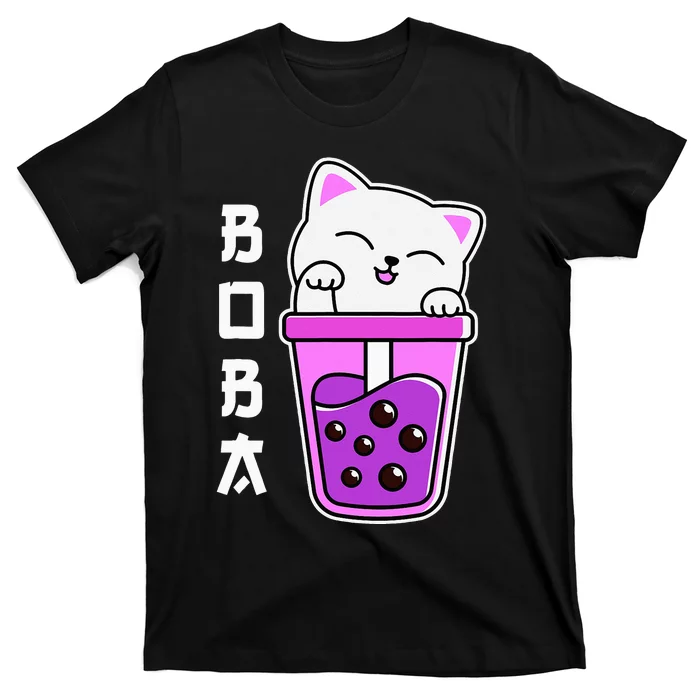 Cat Boba Anime Bubble Tea Neko Kawaii Teen T-Shirt