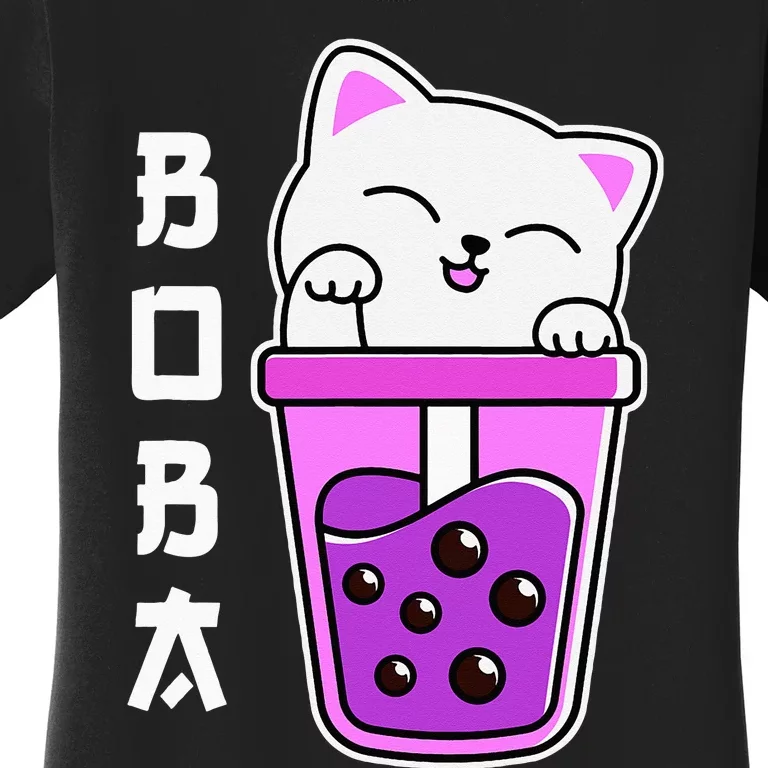 Cat Boba Anime Bubble Tea Neko Kawaii Teen Women's T-Shirt