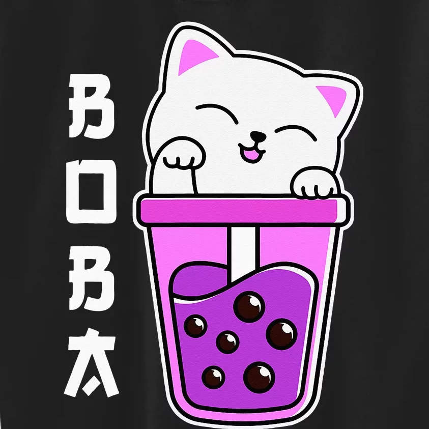 Cat Boba Anime Bubble Tea Neko Kawaii Teen Kids Sweatshirt