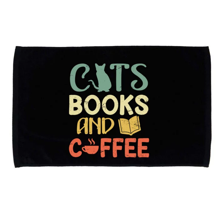 Cats Books And Coffee Cafe Coffee Drinker Microfiber Hand Towel