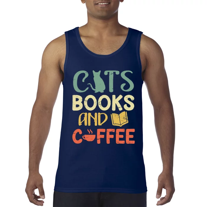 Cats Books And Coffee Cafe Coffee Drinker Tank Top