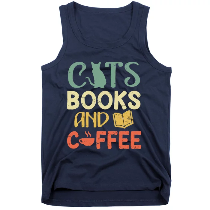 Cats Books And Coffee Cafe Coffee Drinker Tank Top