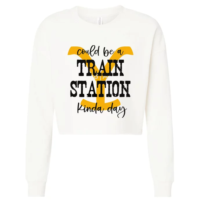 Could Be A Train Station Kinda Day Cropped Pullover Crew