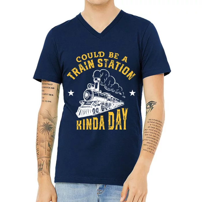 Could Be A Train Station Kind of Day V-Neck T-Shirt