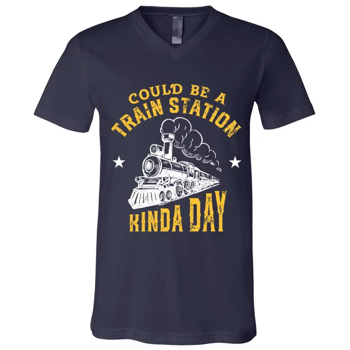 Could Be A Train Station Kind of Day V-Neck T-Shirt