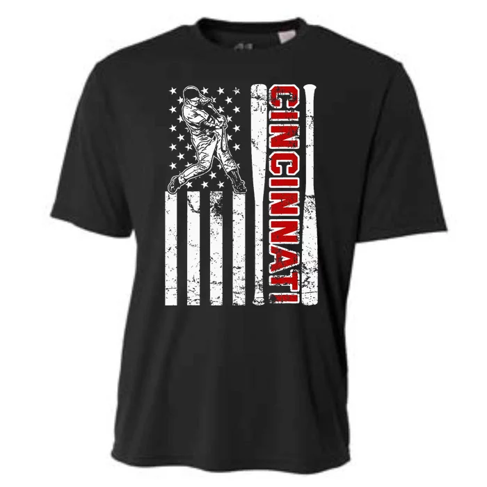 Cincinnati Baseball American Flag Cooling Performance Crew T-Shirt