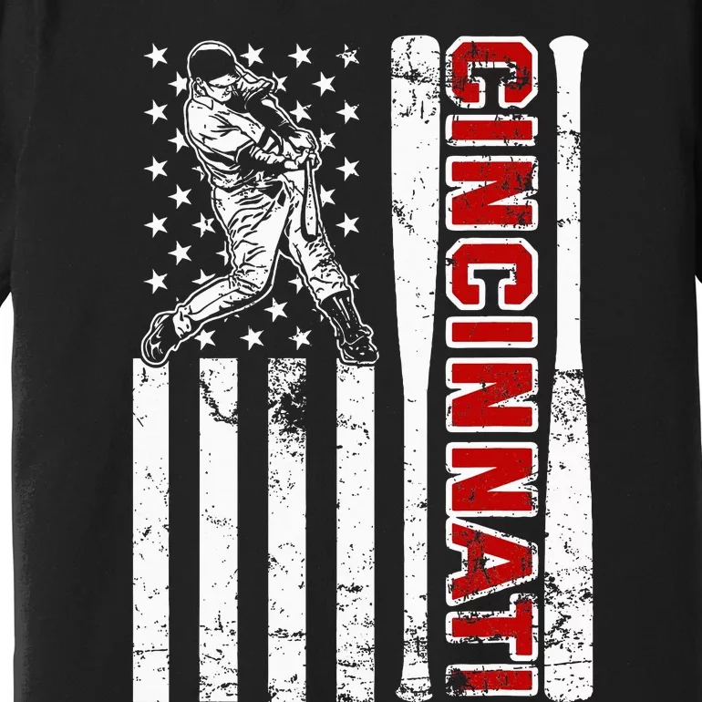 Cincinnati Baseball American Flag Premium T-Shirt