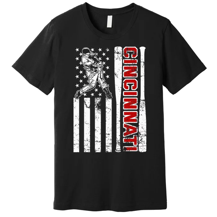 Cincinnati Baseball American Flag Premium T-Shirt