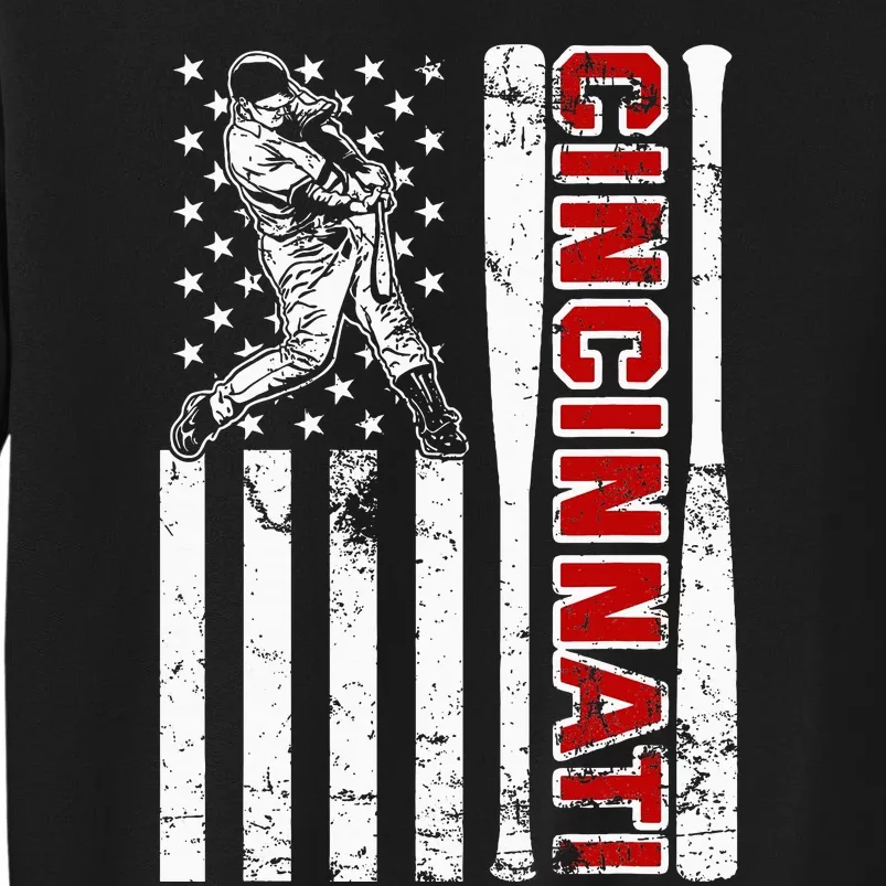 Cincinnati Baseball American Flag Tall Sweatshirt