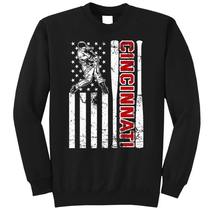 Cincinnati Baseball American Flag Tall Sweatshirt