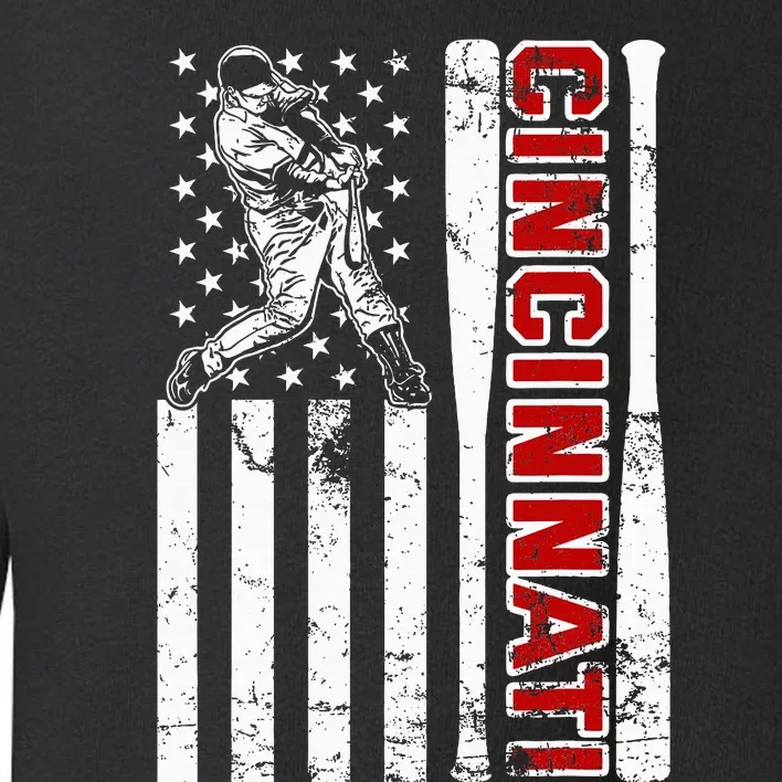 Cincinnati Baseball American Flag Toddler Sweatshirt