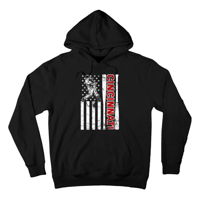 Cincinnati Baseball American Flag Tall Hoodie