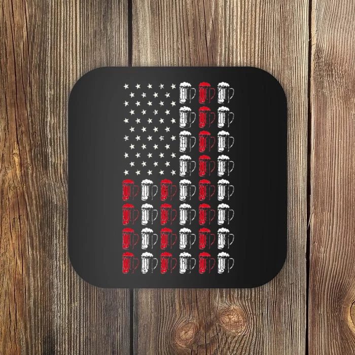 Craft Beer American Flag Patriotic 4th Of July Booze Brewer Coaster