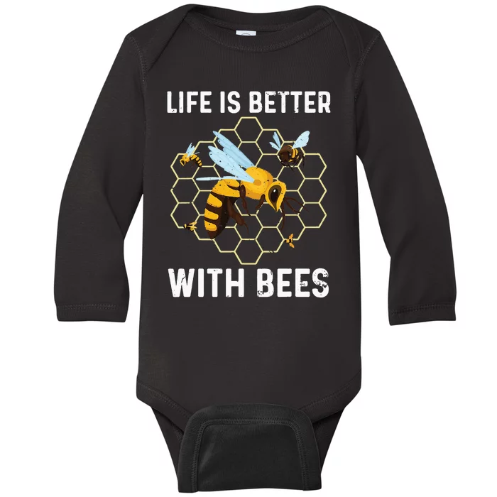 Cute Bee Art Beekeeping Honey Bumble Bee Lover Baby Long Sleeve Bodysuit