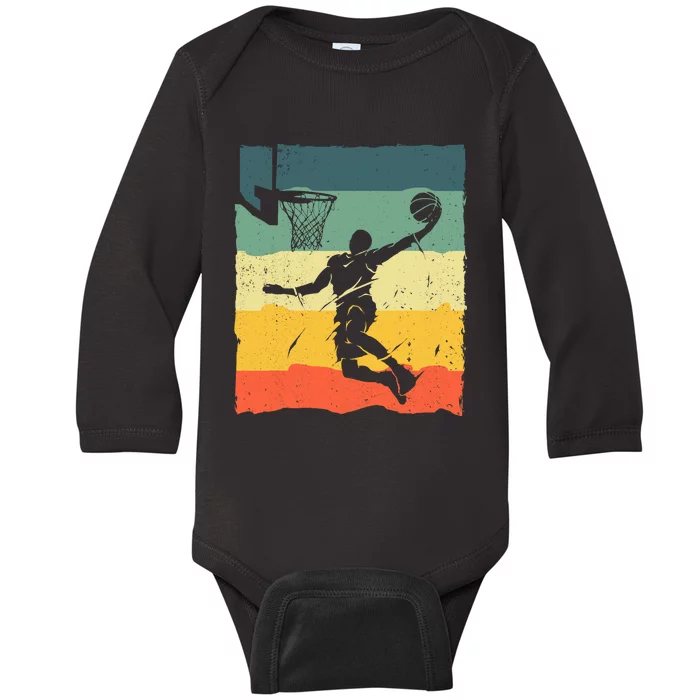 Cool Basketball Art For Vintage Basketball Player Baby Long Sleeve Bodysuit