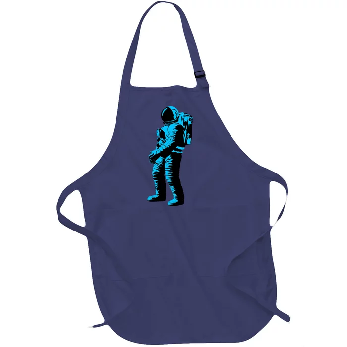 Cool Blue Astronaut Full-Length Apron With Pocket