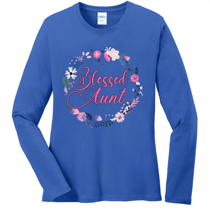 Cute Blessed Aunt New Aunty Auntie Sister Flower Gift Ladies Long Sleeve Shirt