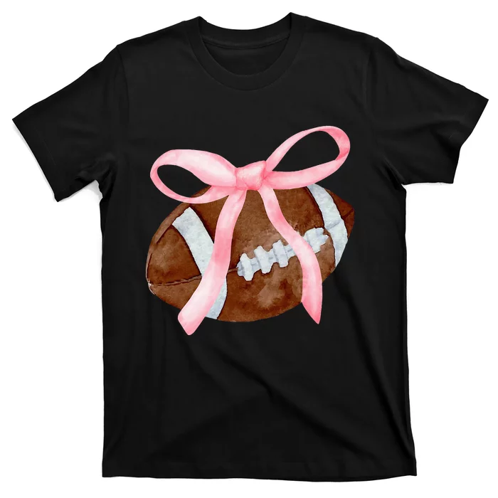 Coquette Bow American Football Game Day Thanksgiving Autumn T-Shirt