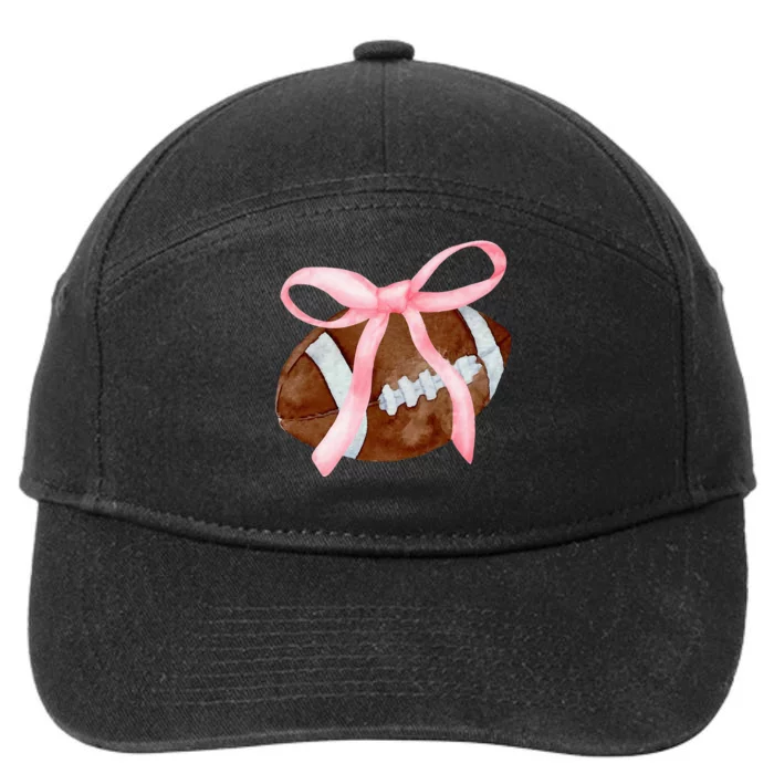 Coquette Bow American Football Game Day Thanksgiving Autumn 7-Panel Snapback Hat