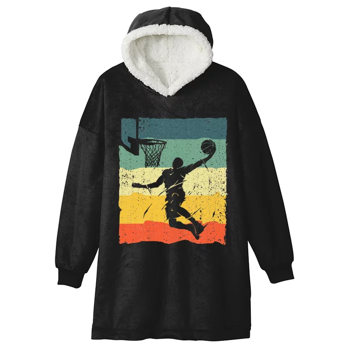 Cool Basketball Art For Men Women Vintage Basketball Player Hooded Wearable Blanket