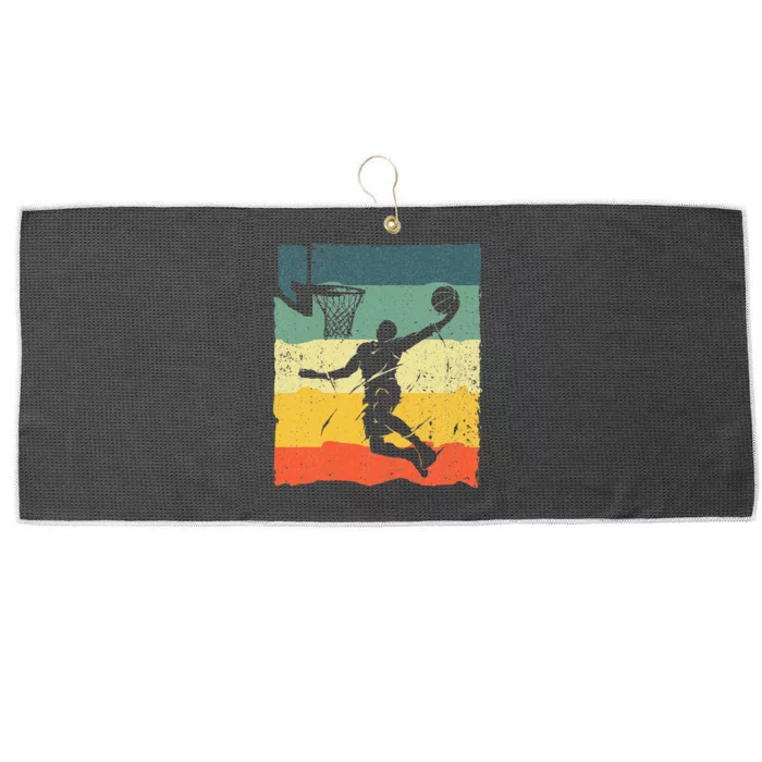 Cool Basketball Art For Men Women Vintage Basketball Player Large Microfiber Waffle Golf Towel