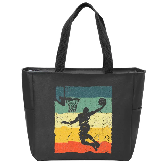 Cool Basketball Art For Men Women Vintage Basketball Player Zip Tote Bag