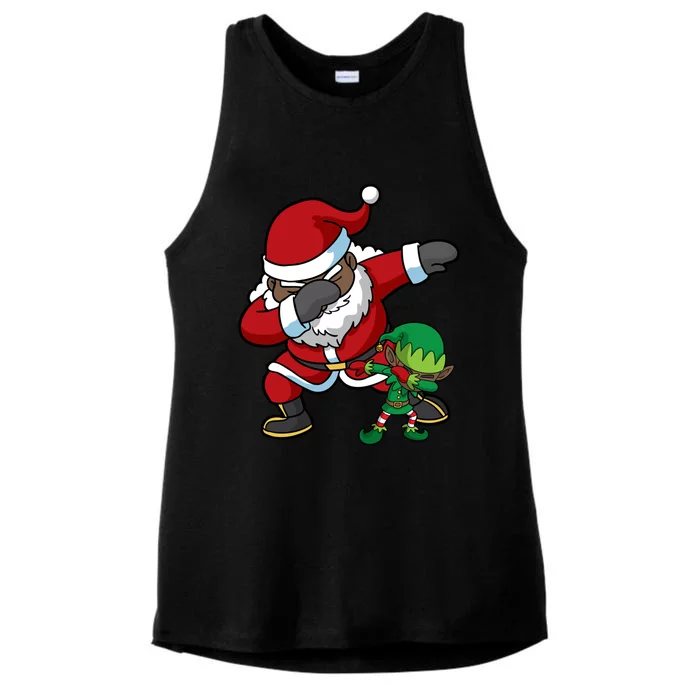 Christmas Black African American Dabbing Santa Claus Dab Gift Ladies Tri-Blend Wicking Tank