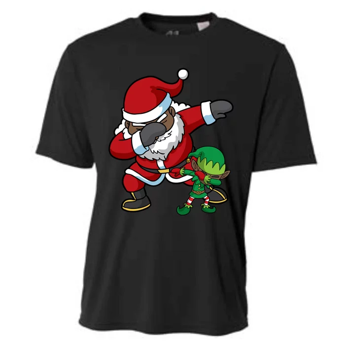 Christmas Black African American Dabbing Santa Claus Dab Gift Cooling Performance Crew T-Shirt