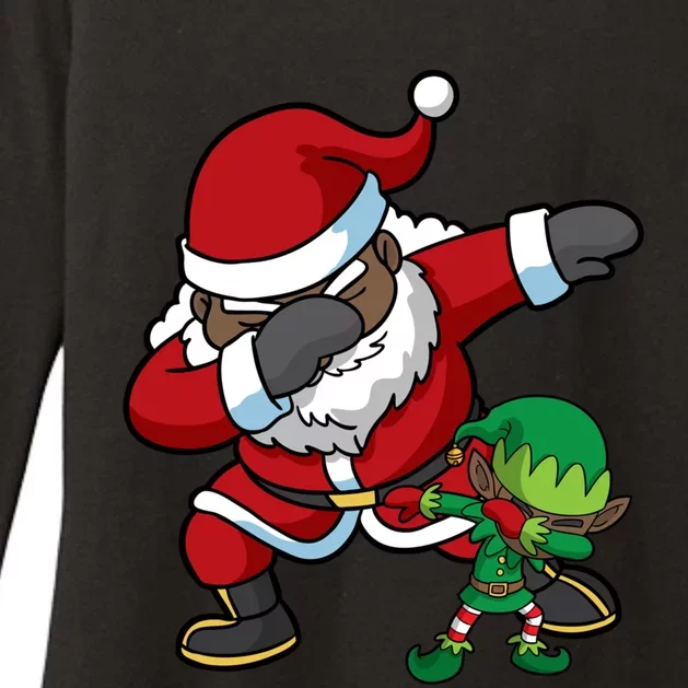 Christmas Black African American Dabbing Santa Claus Dab Gift Womens CVC Long Sleeve Shirt