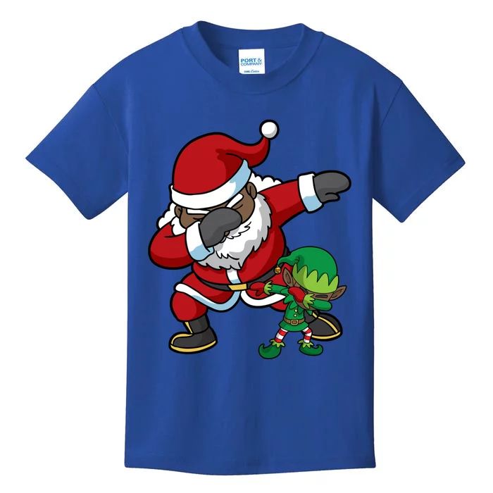 Christmas Black African American Dabbing Santa Claus Dab Gift Kids T-Shirt