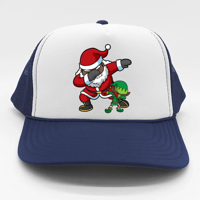 Christmas Black African American Dabbing Santa Claus Dab Gift Trucker Hat