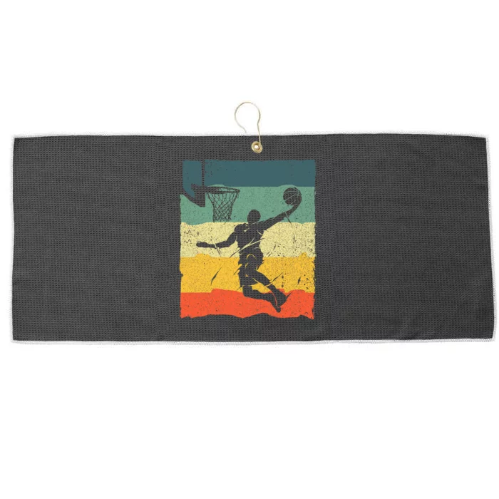 Cool Basketball Art For Men Women Vintage Basketball Player Large Microfiber Waffle Golf Towel