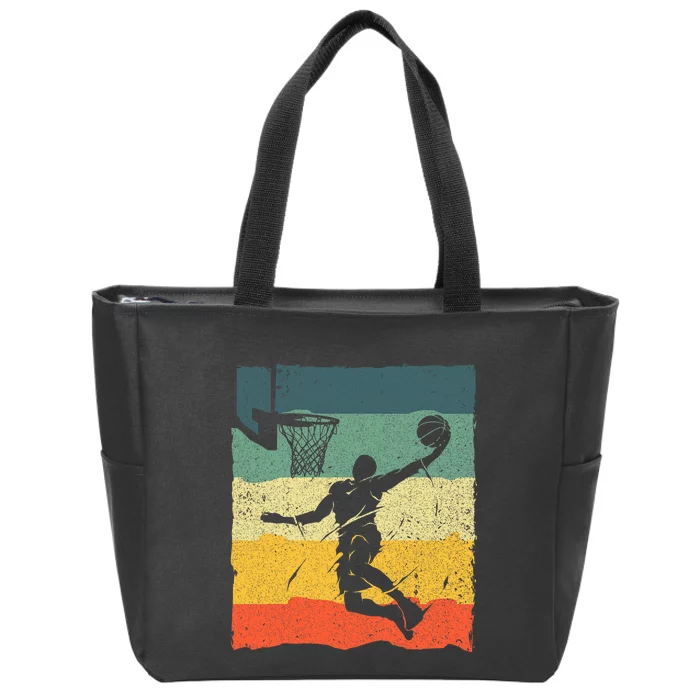 Cool Basketball Art For Men Women Vintage Basketball Player Zip Tote Bag