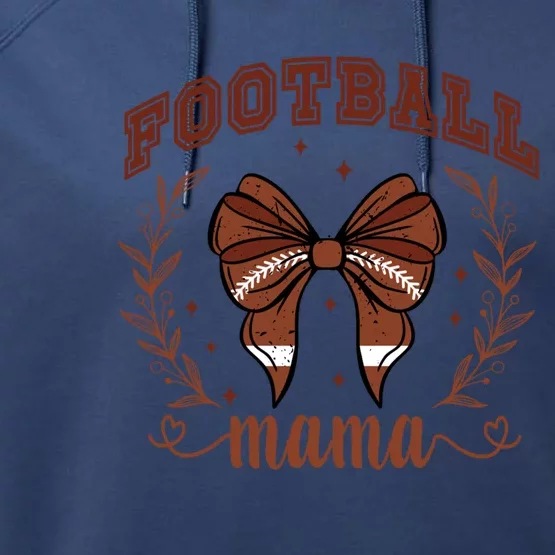 Coquette Bow American Football Mama Thanksgiving Autumn Fall Performance Fleece Hoodie