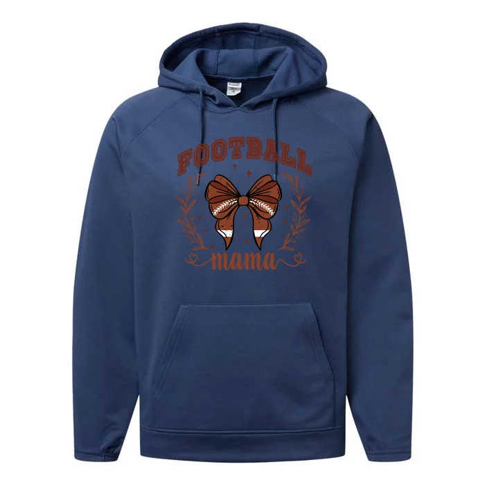 Coquette Bow American Football Mama Thanksgiving Autumn Fall Performance Fleece Hoodie