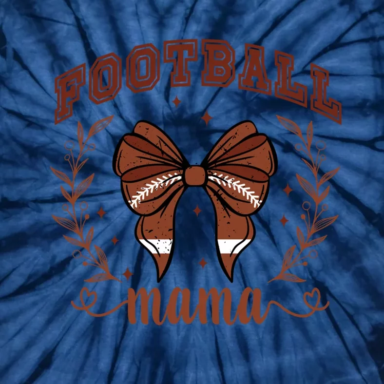 Coquette Bow American Football Mama Thanksgiving Autumn Fall Tie-Dye T-Shirt