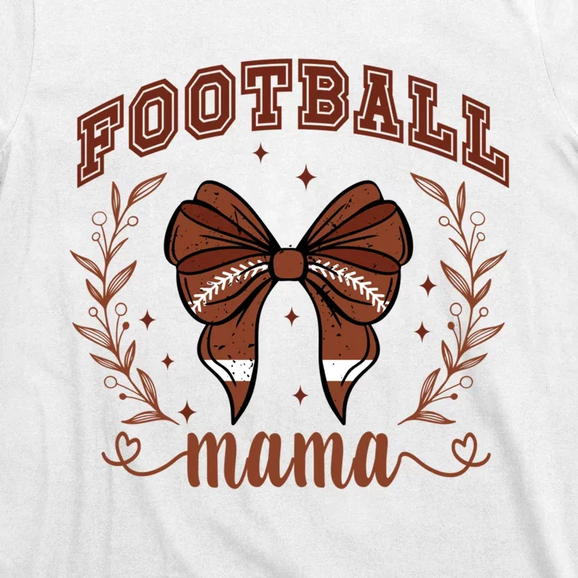 Coquette Bow American Football Mama Thanksgiving Autumn Fall T-Shirt