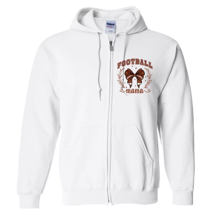 Coquette Bow American Football Mama Thanksgiving Autumn Fall Full Zip Hoodie