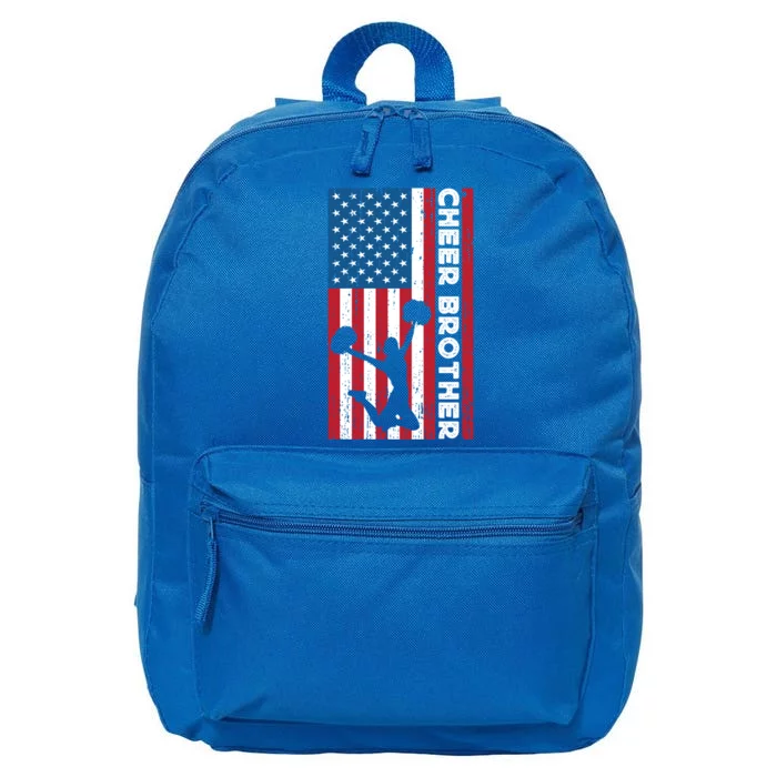 Cheer Brother Bro Cheerleader Brother American Flag Gift 16 in Basic Backpack