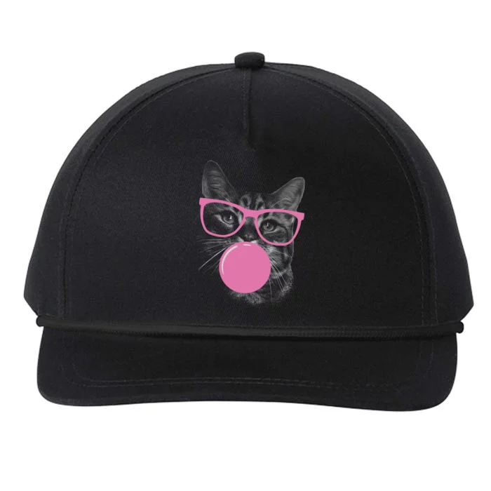 Cat Blowing Bubble Gum Snapback Five-Panel Rope Hat